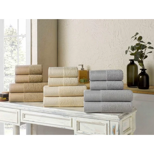 Komplet 2-Ręczników Bawełna 100% Kremowy 50x100+70x140