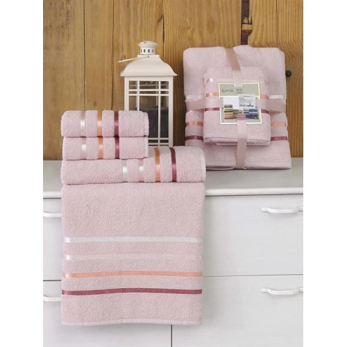 Komplet 4-Ręczników Frotte Jasny Róż 2x50x80+2x70x140