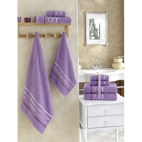 Komplet 4-Ręczników Frotte Lila 2x50x80+2x70x140