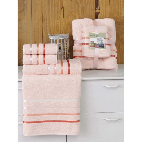 Komplet 4-Ręczników Frotte Pudrowy 2x50x80+2x70x140