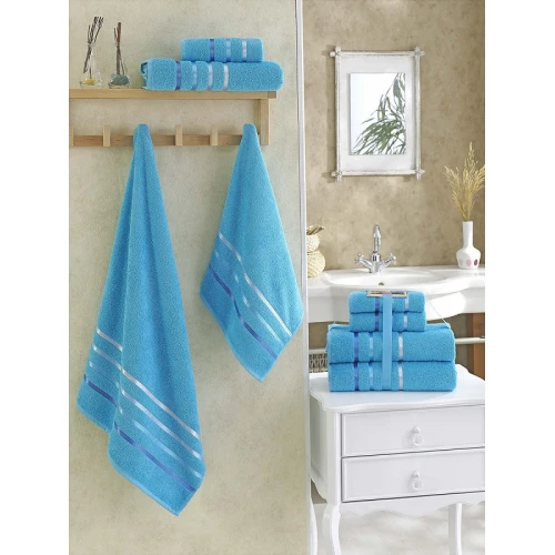Komplet 4-Ręczników Frotte Turkus 2x50x80+2x70x140