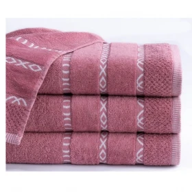 Komplet 3- Ręczników 70x140 cm. 550gsm Bawełna 100 % Różowy GIN-07