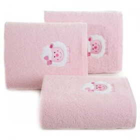Komplet 6-Ręczników FROTTE Dziecięcych 50x90 cm. 500gsm Bawełna 100 % Różowe Owieczki
