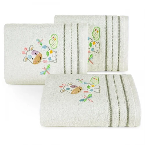 Komplet 3-Ręczników FROTTE Dziecięcych 70x140 cm. 450gsm Bawełna 100 % Biały Krówka