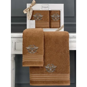 Ręcznik bawełniany frotte KAVELL/3676/mustard 50x90+70x140 kpl. 